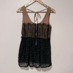 Y2K Miss me long flowey tank silk and lace blend small